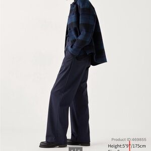Navy Blue Uniqlo Pleated Wide Pants